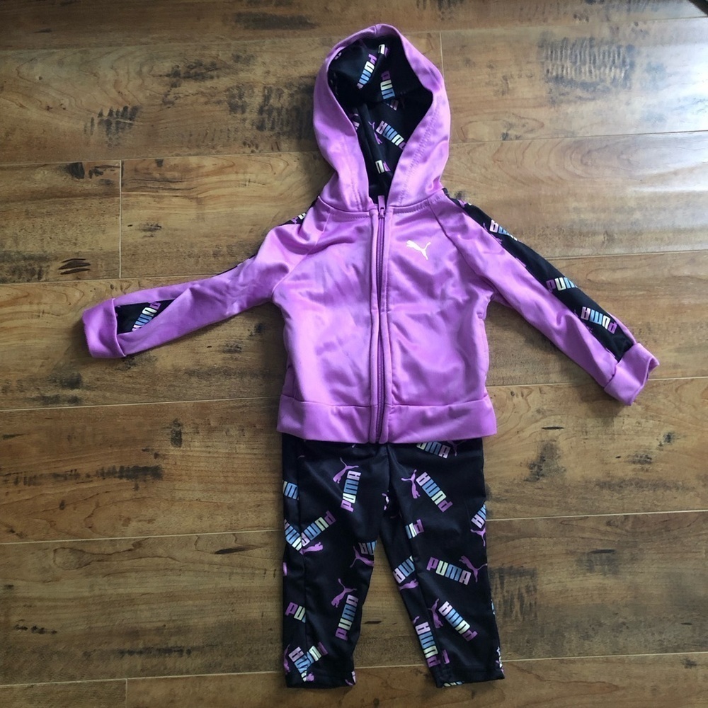 PUMA Baby Girl 12M Light Violet Track Zip Hoodie & Leggings Outfit 2 Pc Set